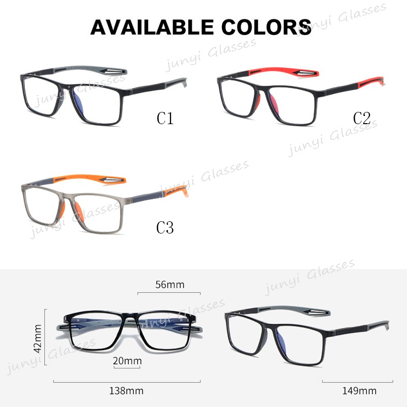 กรอบแว่นตา TR90 ทรงสี่เหลี่ยม ป้องกันรังสียูวี ป้องกันแสงสีฟ้า สไตล์สปอร์ต สําหรับผู้หญิง และผู้ชาย - รูปที่ 7