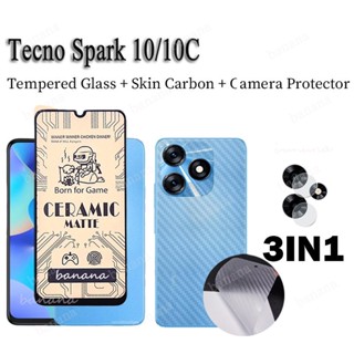 3in1 Tecno Spark 10C 10 10 pro ฟิล์มเซรามิค เนื้อแมตต์ นิ่ม + ฟิล์มกันรอยเลนส์ + ฟิล์มกันรอยด้านหลัง