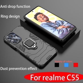 เคสโทรศัพท์มือถือแบบแข็ง กันกระแทก พร้อมที่ตั้งวางโลหะ สําหรับ realme C55 realmeC55 C 55