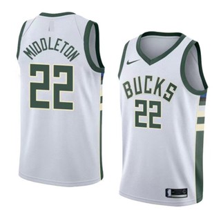 Milwaukee NBA Bucks บัคส์ โมชั่นมิลวอกี #เสื้อกีฬาบาสเก็ตบอล ลายทีม Khris Middleton 22 Khris Middleton สําหรับผู้ชาย 2021 782704