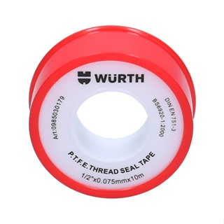 เทปและกาว เทปพันเกลียว PTFE WURTH 1/2" 0.075mm x 10m (แถว 10 ม้วน)