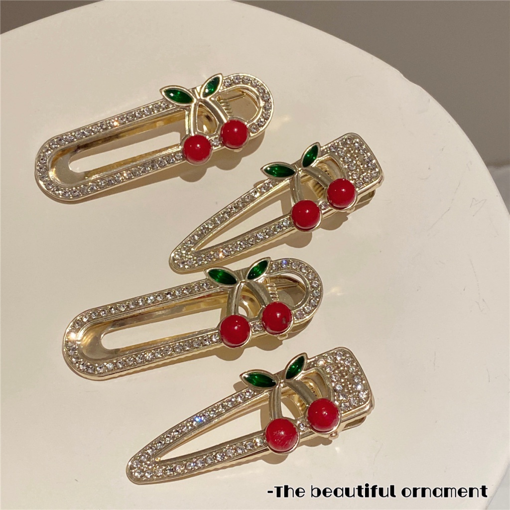 กิ๊บติดผมโลหะ รูปปากเป็ด เชอร์รี่น่ารัก แบบรูกลวง แบบเรียบง่าย เครื่องประดับ สําหรับผู้หญิง 2023