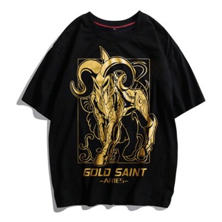 【สปอตสินค้า】 Saint Seiya เสื้อยืดแขนสั้นฤดูร้อนใหม่ 12 Constellation ชายและหญิงเสื้อยืดแขนสั้นผ้าฝ้ายแนวโน้มอะนิเมะ