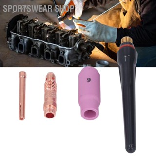  Sportswear Shop  TIG อาร์กอนอาร์คเชื่อมไฟฉายอุปกรณ์เสริมหัวฉีดเซรามิกอิเล็กโทรด Collet ชุดขั้วต่อฝาหลังยาว