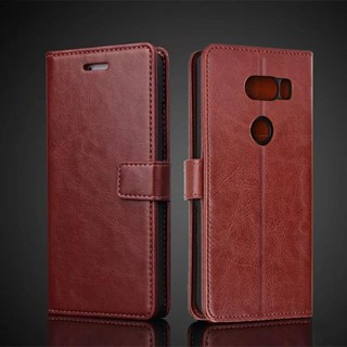 เคสหนัง Pu ฝาพับ พร้อมช่องใส่บัตร สไตล์เรโทร สําหรับ LG V30 LG V30