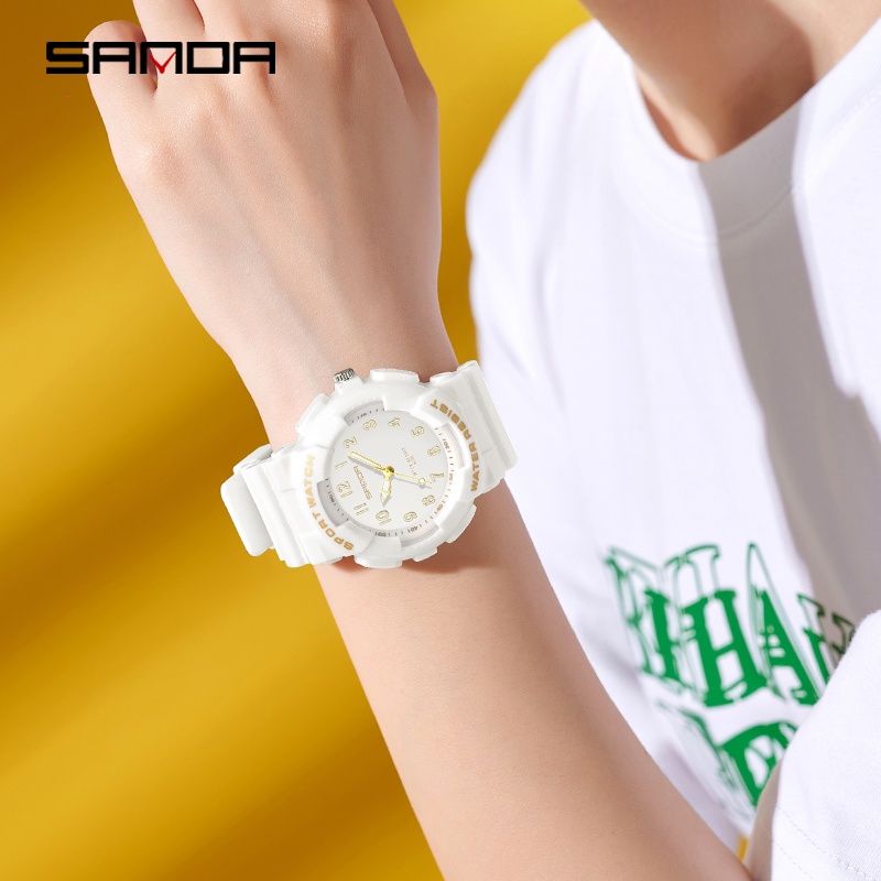 Sanda Youth นาฬิกาข้อมือควอตซ์แฟชั่น กันน้ํา มีปฏิทินเรืองแสง แนวสปอร์ต เรียบง่าย SD6094-9
