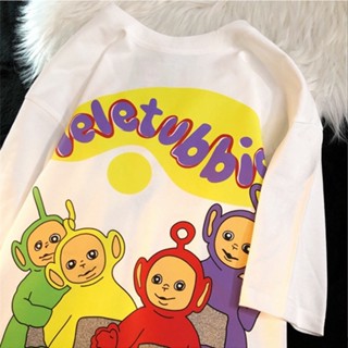 【Polyester】เสื้อยืดคอกลม แขนสั้น พิมพ์ลายการ์ตูน สไตล์อเมริกัน ย้อนยุค เรียบง่าย อเนกประสงค์ ทรงหลวม เหมาะกับฤดูร้อน สําหรับผู้หญิง