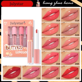 Julystar ลิปสติก ลิปกลอส เนื้อแมตต์ กันน้ํา ติดทนนาน 4 สี