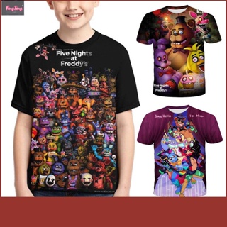 เสื้อยืดคอกลม พิมพ์ลายอนิเมะ Five Nights At Freddys FNAF 3 มิติ แฟชั่นฤดูร้อน สําหรับเด็กผู้ชาย และเด็กผู้หญิง