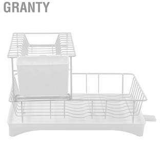 Granty Dish Drying Rack  Iron Dish Drainer Space Saving White 2 Tier Rustproof  for Mini Bar for Plates