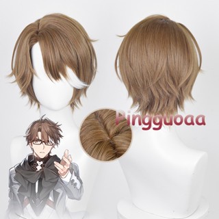 Manmei Game Honkai: Star Rail Welt Yang Cosplay Wig 30cm Light Brown Short Wigs Heat Resistant Synthetic Wigs Scalp Hair