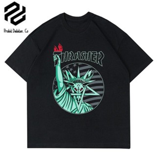 พร้อมส่ง ผ้าฝ้ายบริสุทธิ์ kaos THRASHER MAGAZINE tshirt DISTRO baju NEW YORK PENTAGRAM SATANIC t-shirt