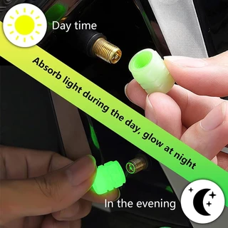 1/4PCS Luminous Tyre Air Cap สําหรับรถยนต์รถจักรยานยนต์จักรยานยางรถ Luminous Valve Cap Stem วาล์วล้อยางหมวก Penutup หลอด Angin