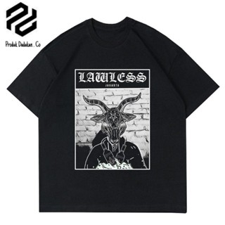 📦พร้อมส่ง kaos LAWLESS JAKARTA SATANIC tshirt distro baju band metal musik rock t-shirt hitam  rap tee lokal VINTAGE