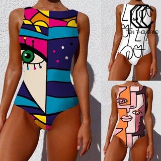 [COD]☼Monokini ชุดว่ายน้ําวันพีช แขนกุด เปิดหลัง พิมพ์ลายการ์ตูนแอปสแตรกท์ แฟชั่นฤดูร้อน สําหรับผู้หญิง