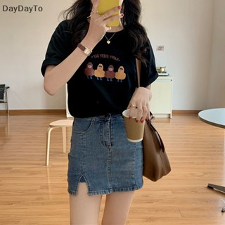 Daydayto เสื้อยืดคอกลม แขนสั้น พิมพ์ลายการ์ตูน ทรงหลวม แฟชั่นฤดูร้อน สไตล์ฮาราจูกุ สําหรับผู้หญิง TH