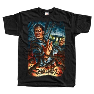 เสื้อยืดผ้าฝ้าย พิมพ์ลายโปสเตอร์ The Evil Dead 2 V9 สยองขวัญ ทุกขนาด ไซซ์ S-5Xl