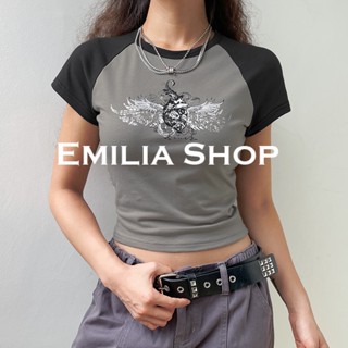 EMILIA SHOP  เสื้อยืด เสื้อครอป เสื้อผ้าแฟชั่นผู้หญิง สไตล์เกาหลี 2023 ใหม่  fashion ทันสมัย Korean Style รุ่นใหม่ A29J1BJ 36Z230909