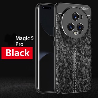 สําหรับ Honor Magic 5 5 Pro เคส ELVEV กันกระแทก หรูหรา หนัง PU TPU ป้องกันลายนิ้วมือ ป้องกันเต็มรูปแบบ เคสด้านหลัง