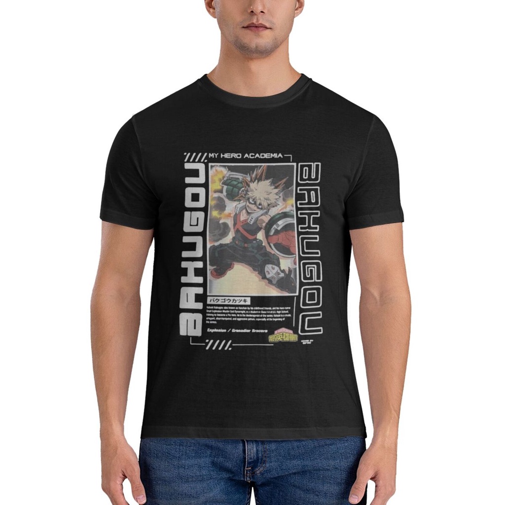 คุณภาพสูง Katsuki Bakugou My Hero Academia เสื้อยืดผ้าฝ้ายแท้ Man