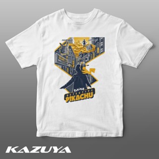 เวรเอ้ย  QGแขนสั้นcrew neckKazuya DV-0107 โปสเตอร์โปเกมอนนักสืบปิกาจู ภาพยนตร์S-XXXXL