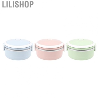 Lilishop Bento Box  Single Layer Lunch Box Easy To Clean Large  Portable Round Stainless Steel with Safety Buckle for Children