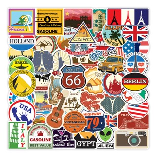 100pcs Outdoor Kids Bicycle Car Motorcycle Vintage Scrapbook For Suitcase Waterproof Decal Travel Stickers