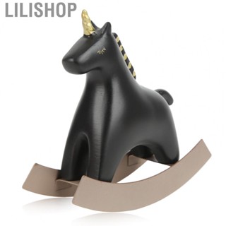 Lilishop Horse Sculpture Crafts  Decorative Practical Rocking Horse Statue  for  Room for Shelf 