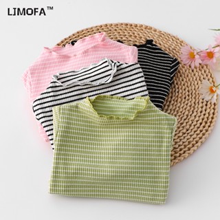 LJMOFA KIDS  เสื้อยืดแขนยาว คอกลม ผ้าฝ้าย ยืดหยุ่น ลายใบบัว แฟชั่นสําหรับเด็กผู้ชาย และเด็กผู้หญิง อายุ 1-6 ปี