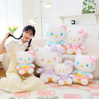 Kawaii หมอนตุ๊กตายัดไส้ ผ้ายีนนิ่ม รูป Hello Kitty ของขวัญวันเกิด สําหรับเด็กผู้หญิง