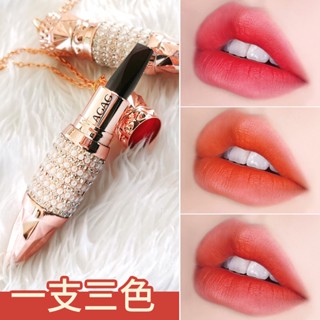 สไตล์ใหม่ สไตล์ใหม่#Agag Influencer Tik Tok Queen Scepter ลิปสติก สีดํา เนื้อแมตต์ สามสี ติดทนนาน ไม่แต่งหน้า *