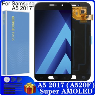 อะไหล่หน้าจอสัมผัสดิจิทัล LCD AMOLED A520 ขนาด 5.2 นิ้ว แบบเปลี่ยน สําหรับ Samsung Galaxy A5 2017 A520 A520F SM-A520F