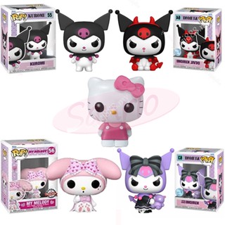 SANRIO Funko POP โมเดลฟิกเกอร์ ลาย Hello Kitty 56 Melody 55 63 Kuromi สําหรับตกแต่งออฟฟิศ