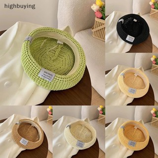 [highbuying] หมวกเบเร่ต์ อเนกประสงค์ สีพื้น สไตล์วินเทจ แฟชั่นฤดูใบไม้ผลิ ฤดูร้อน สําหรับผู้ชาย และผู้หญิง พร้อมส่ง