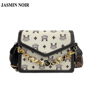 Jasmin NOIR กระเป๋าสะพายไหล่ หนัง PU พิมพ์ลายดอกไม้ แต่งสายโซ่ ขนาดเล็ก สําหรับผู้หญิง