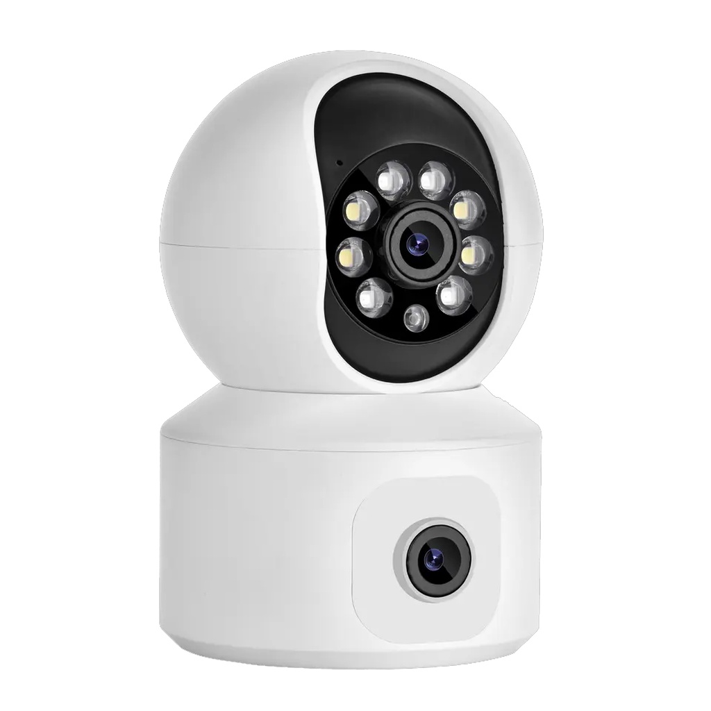 Tuya กล้องวงจรปิด 2 เลนส์ 4MP เชื่อม Wi-Fi ปรับหมุนกล้องได้ หมุนตามคน สื่อสารสองทาง แจ้งเตือนเข้าแอป