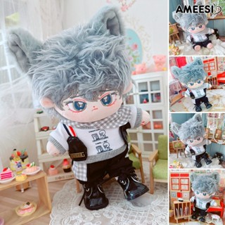 Ameesi ชุดเสื้อเชิ้ต ผ้าพันคอ ผ้าฝ้าย แบบนิ่ม ลายสก๊อต และกางเกง สี่ชิ้น 20 ซม. สําหรับตุ๊กตาไอดอล 1 ชุด