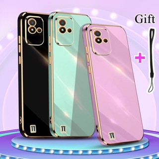 เคสโทรศัพท์ซิลิโคน TPU แบบนิ่ม ชุบไฟฟ้า ขอบตรง สําหรับ Realme Narzo 50i