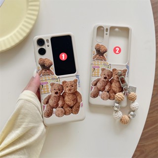 ใหม่ เคสโทรศัพท์มือถือ แบบฝาพับ ป้องกัน ลายตุ๊กตาหมี สร้างสรรค์ สําหรับ OPPO Find N2 Flip 5G Find N2