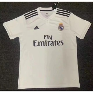 เสื้อกีฬาแขนสั้น ลายทีมฟุตบอล Real Madrid 1819 ชุดเหย้า สไตล์วินเทจ สําหรับผู้ชาย