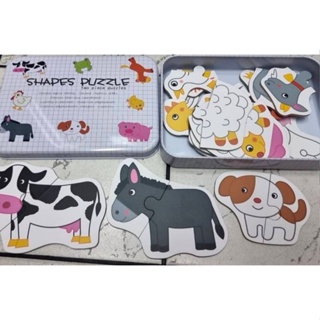 SHAPE PUZZLE จับคู่การ์ดปริศนาฝึกภาษา ของเล่นเสริมทักษะการเรียนรู้ ลายสัตว์ JP-70