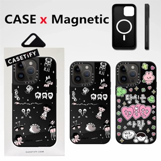 CASETIFY【ABAO Family】เคสโทรศัพท์มือถือแบบแข็ง กันกระแทก พร้อมกล่องใส่บัตร แม่เหล็ก คุณภาพสูง สําหรับ iPhone 14 Pro Max 12 13 Pro Max You are a happy person