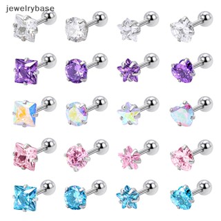 [jewelrybase] ต่างหูสตั๊ด คริสตัล หลากสี 5 มม. สําหรับผู้หญิง 1 คู่