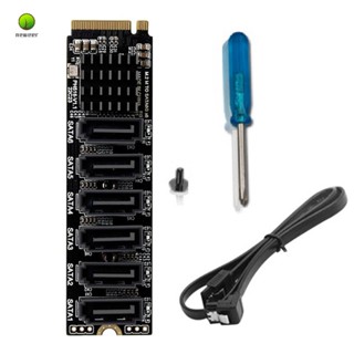 การ์ดไรเซอร์ M.2 MKEY PCI-E M.2 NVME เป็น SATA3.0 PCIE เป็น SATA 6Gpbsx6 พอร์ต ASM1166 รองรับฟังก์ชั่น PM