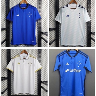 เสื้อกีฬาแขนสั้น ลายทีมชาติฟุตบอล Cruzeiro 23 24 ชุดเหย้า สีฟ้า สําหรับผู้ชาย