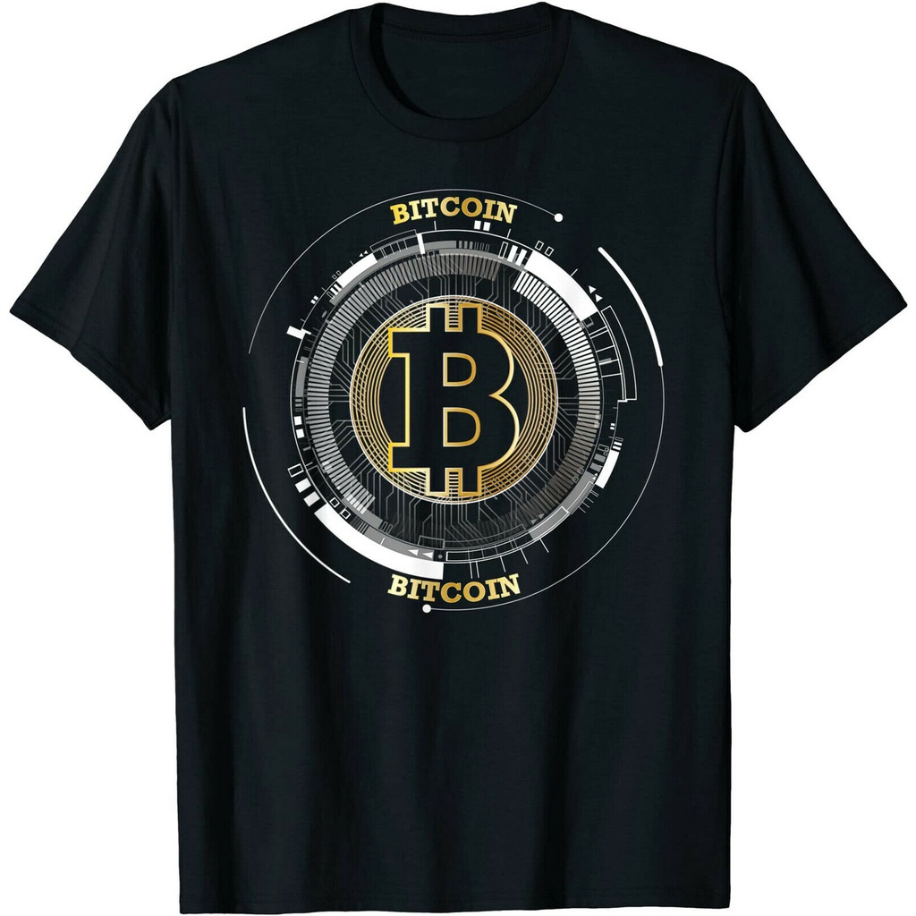 ความร้อน คอลูกเรือพร้อมส่ง เสื้อยืดแขนสั้น ผ้าฝ้าย 100% พิมพ์ลาย Bitcoin Coin Btc Crypto Currency Tr