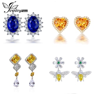 Jewelrypalace ต่างหูสตั๊ด เงิน 925 ประดับไพลิน มรกต หรูหรา เครื่องประดับ สําหรับผู้หญิง M097