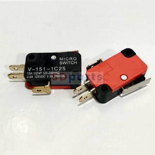 ลิมิตสวิทช์ สวิทช์ ไมโครสวิทช์ Micro Switch Limit Switch 3 ขา 15A 250V #V-151-1C25 MS ดำ-แดง (1 ตัว)