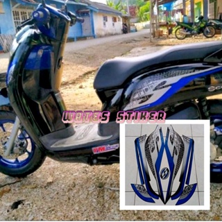 สติกเกอร์รูปลอก สีดํา สีฟ้า สําหรับติดตกแต่งรถจักรยานยนต์ honda 2019