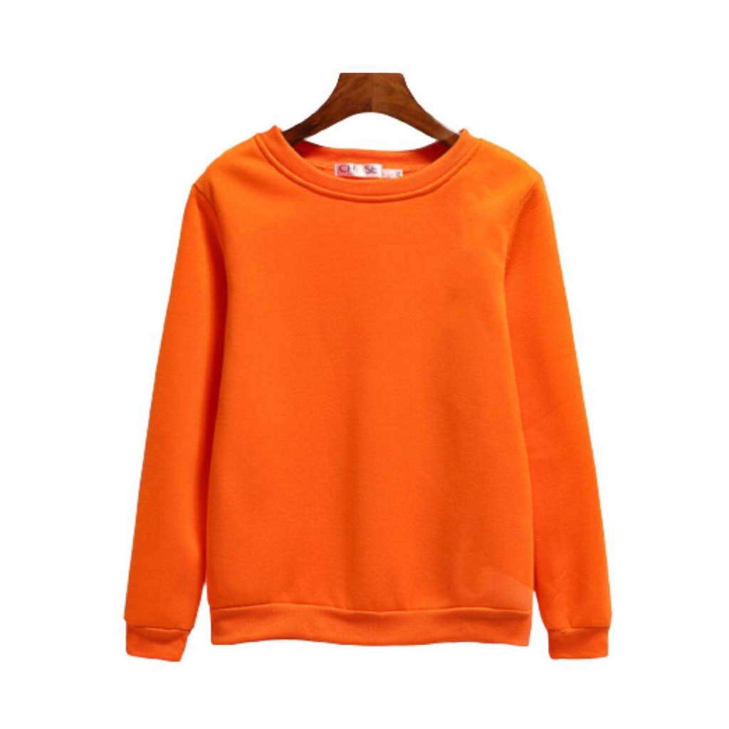 เสื้อแขนยาว สีส้ม SWEATER สีพื้น พร้อมส่ง !!